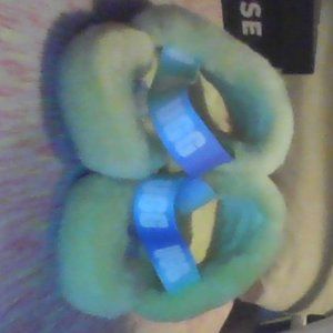 yellow blue green ugg slides